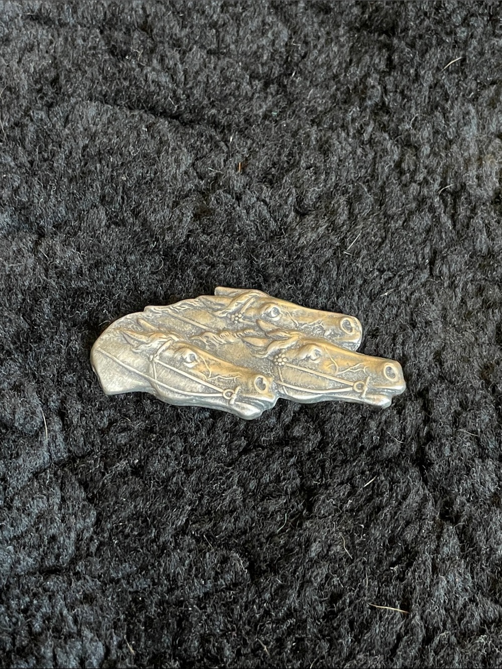 Vintage Pewter running horses brooch